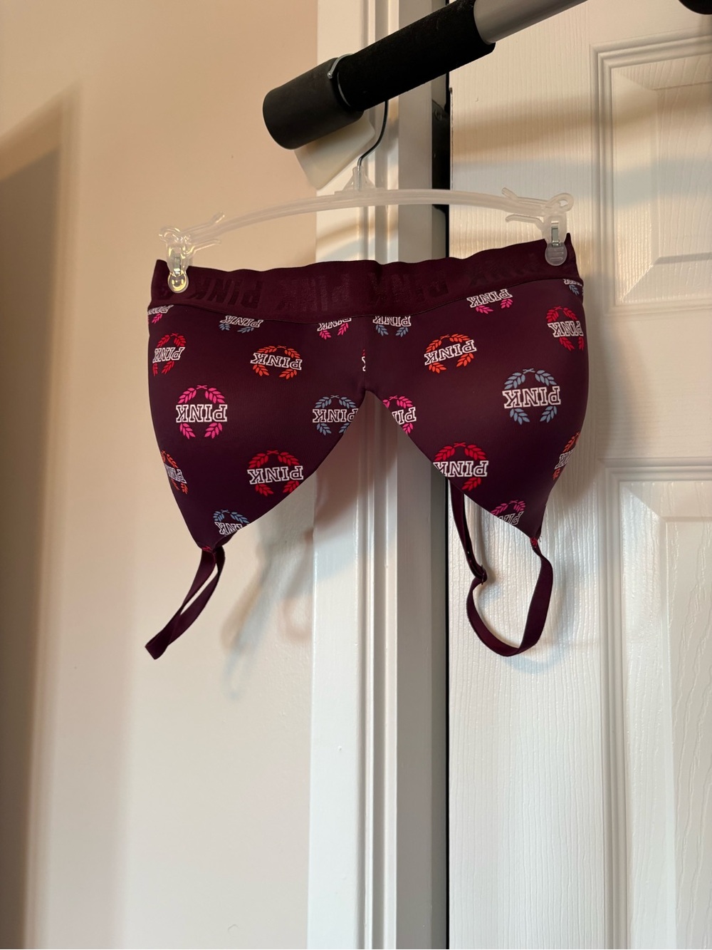 PINK Burgundy Logo Print Strapless Bra